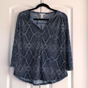 H&M blue 3/4 sleeve blouse